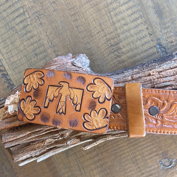 Vintage belt with copper/leather buckle - Picture 4 of 6